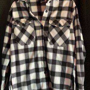 Black and White Plaid Button-Up Shirt